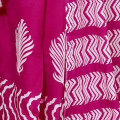 Magenta Hand Block Print Cotton Saree with Traditional Motifs & Artistic Pallu