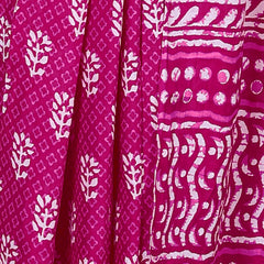 Magenta Hand Block Print Cotton Saree with Traditional Motifs & Artistic Pallu